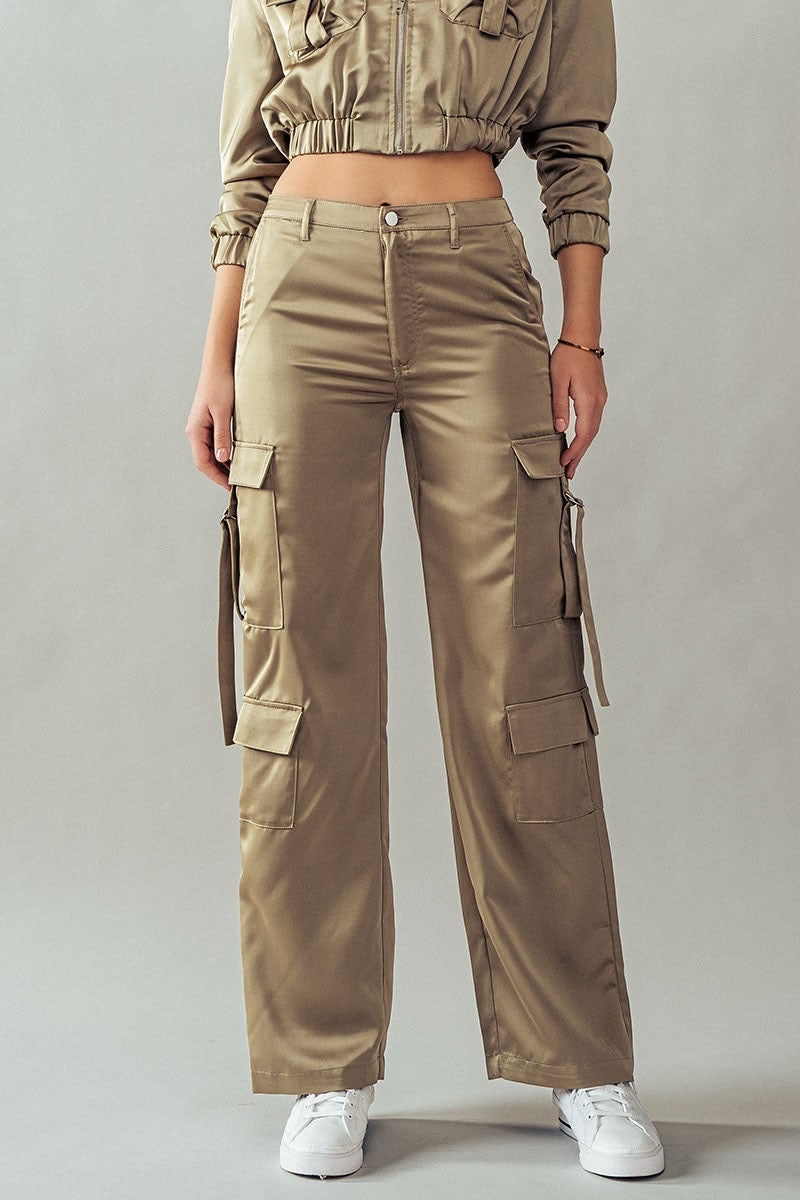 Cargo satin pants