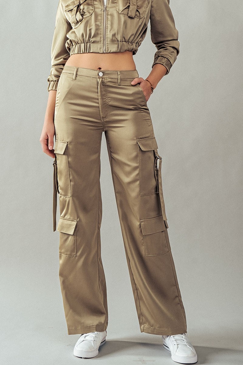 Cargo satin pants