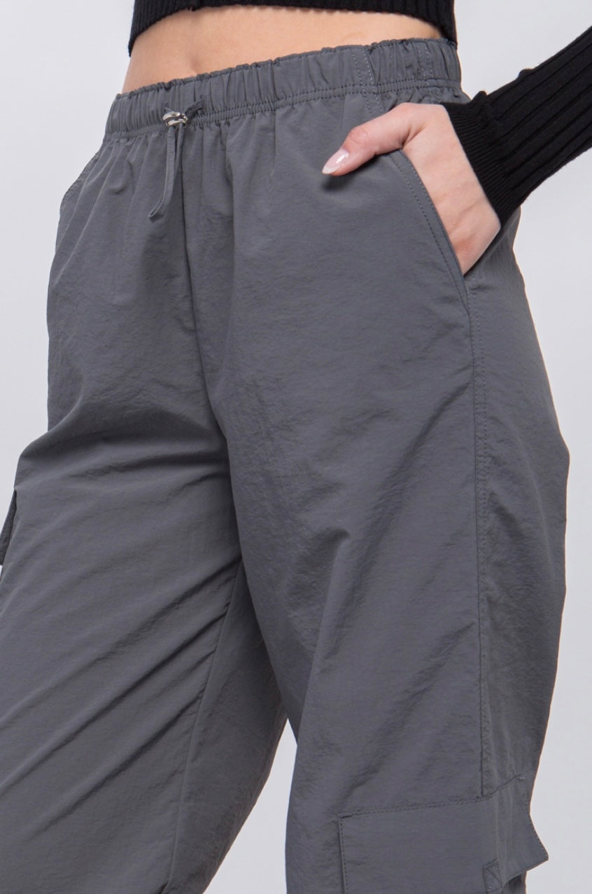 Cargo Parachute Pants With Latch Pocket Detail