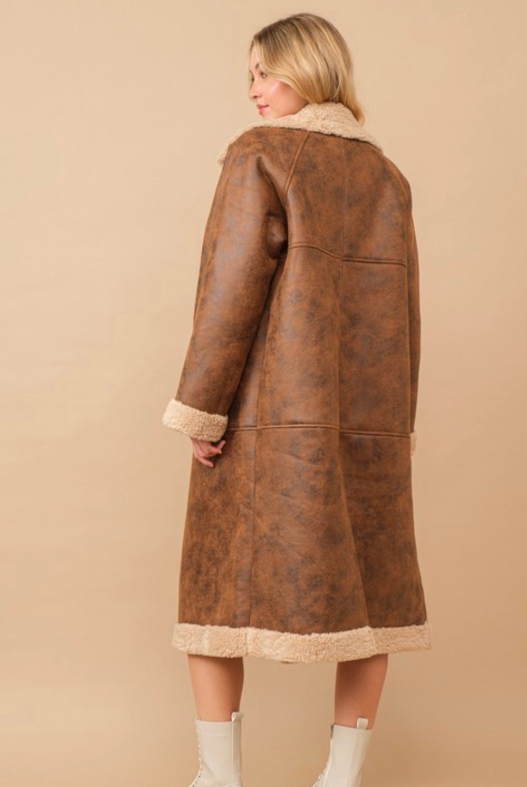 Teddy shearling cozy long line coat
