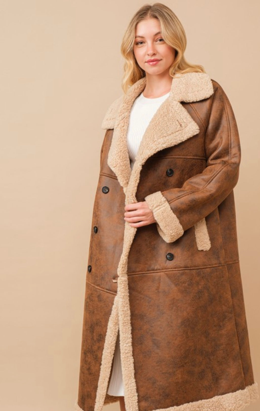 Teddy shearling cozy long line coat