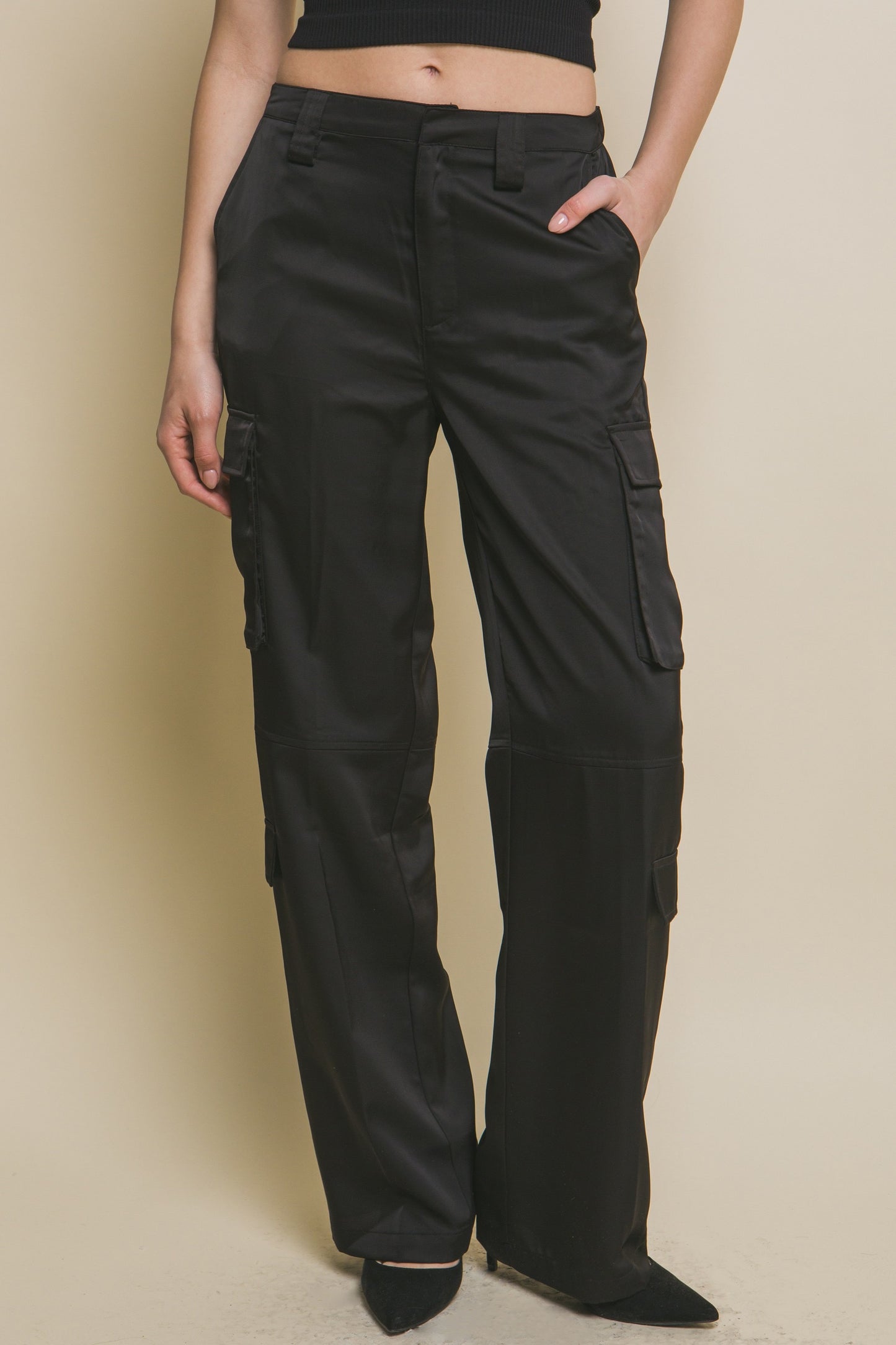Cargo satin pants