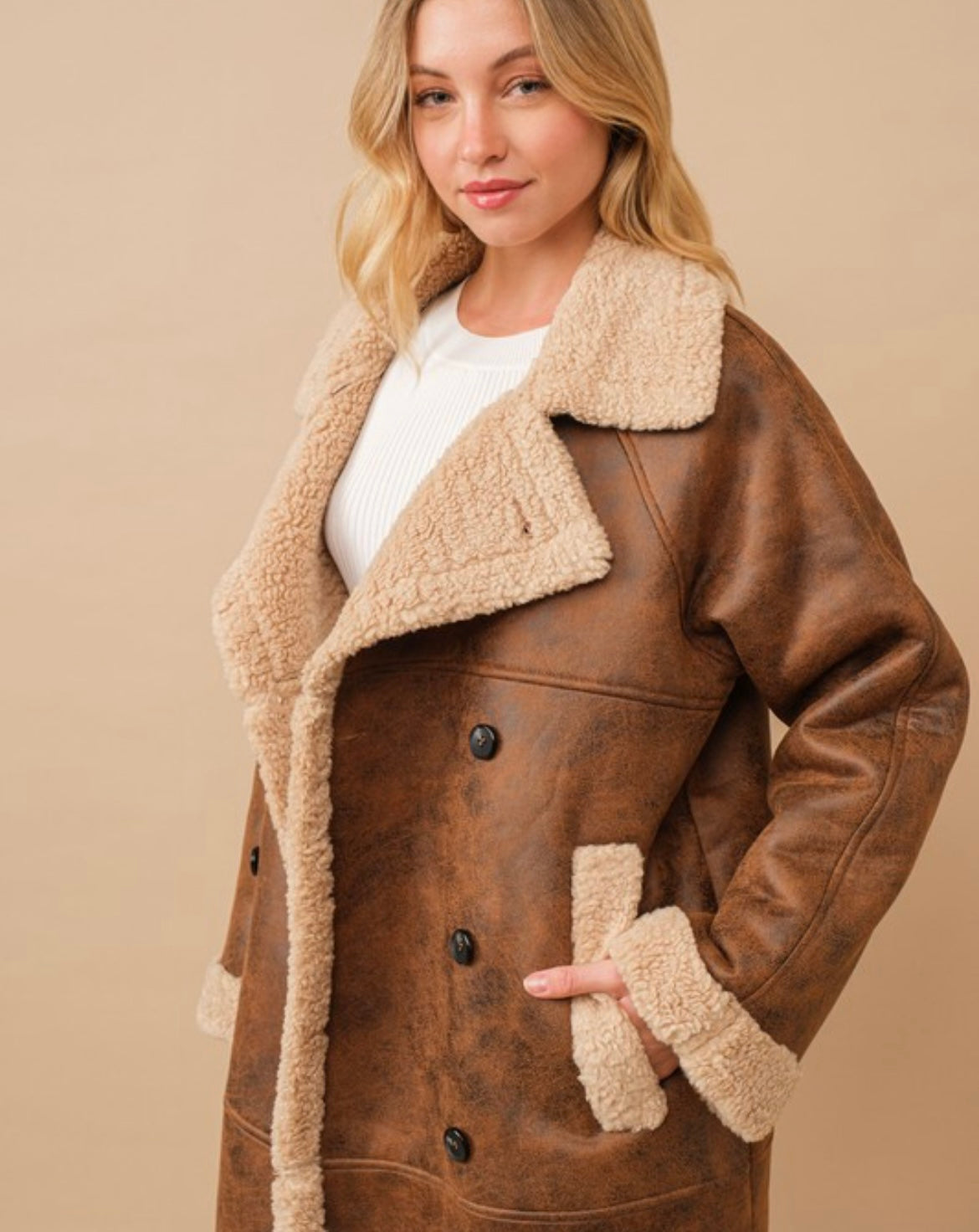 Teddy shearling cozy long line coat