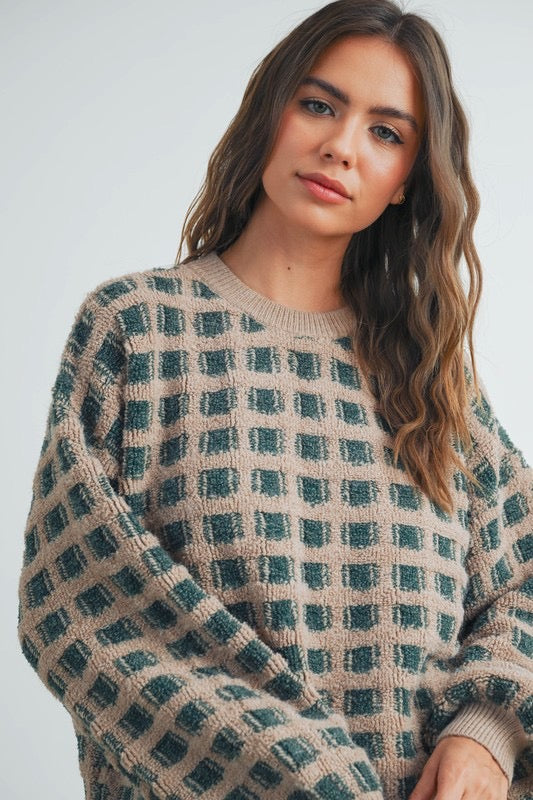 Vintage checkered oversized sweater