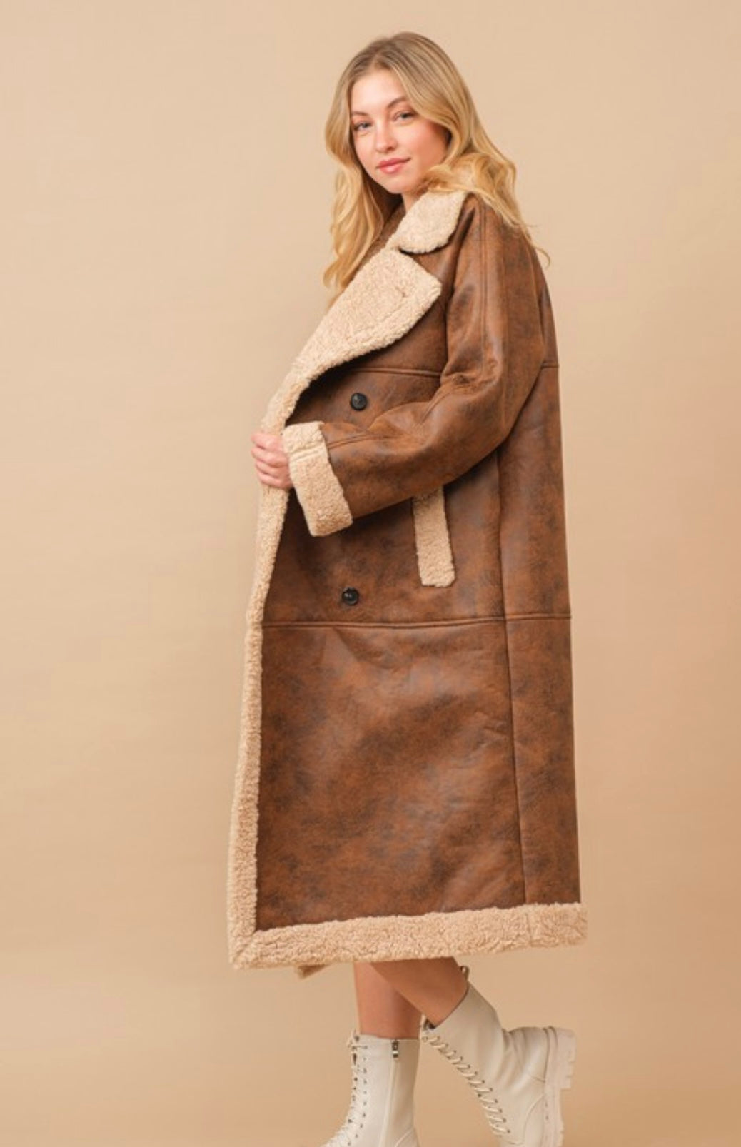 Teddy shearling cozy long line coat