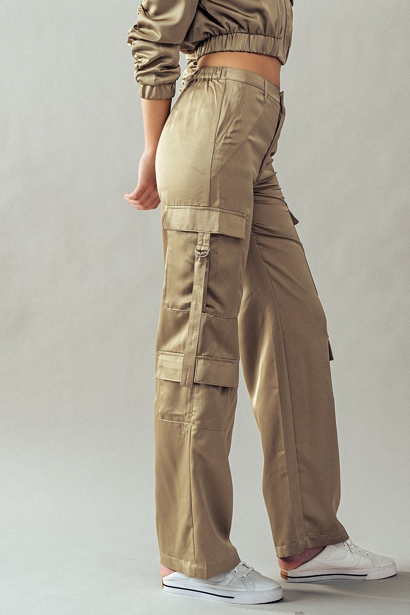 Cargo satin pants