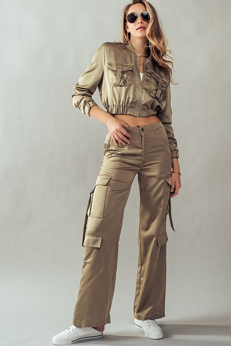 Cargo satin pants