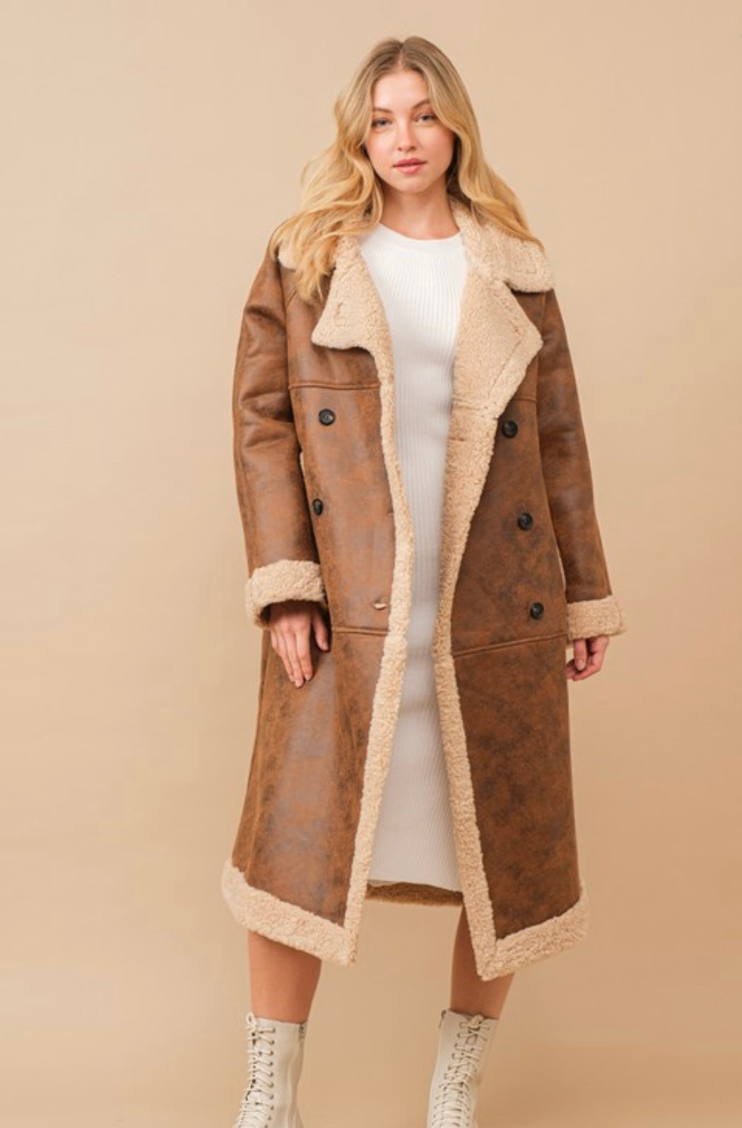 Teddy shearling cozy long line coat