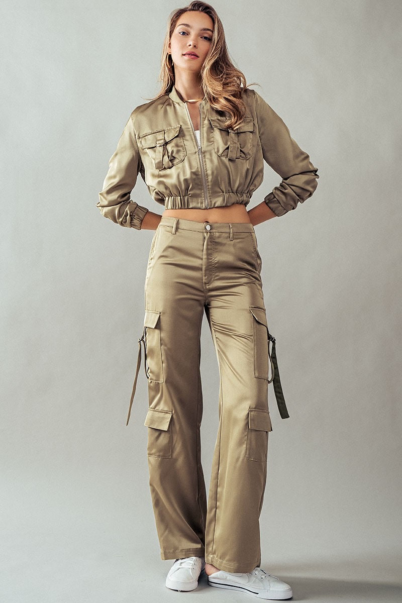 Cargo satin pants