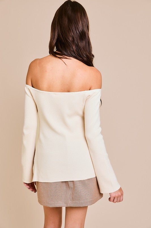 Kiss me not slit sweater top