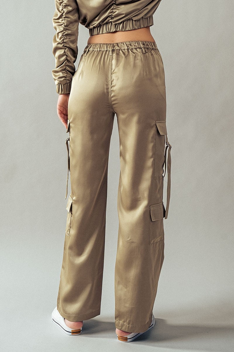 Cargo satin pants