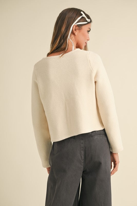 Knitted tie-front cardigan