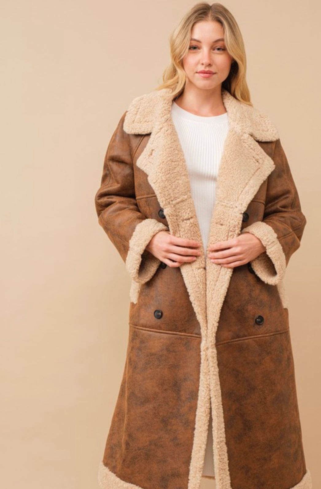 Teddy shearling cozy long line coat