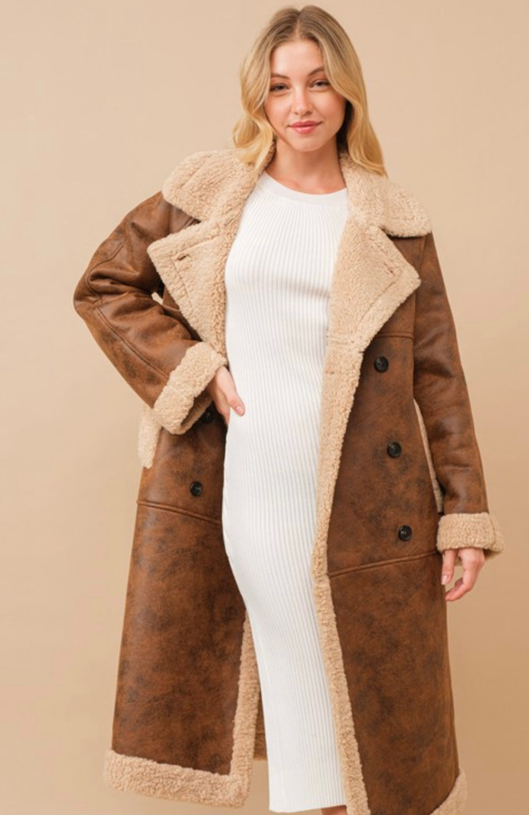 Teddy shearling cozy long line coat