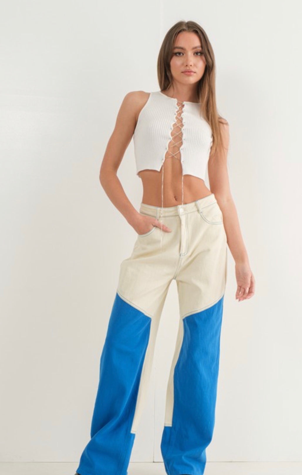 Color blocked long pants