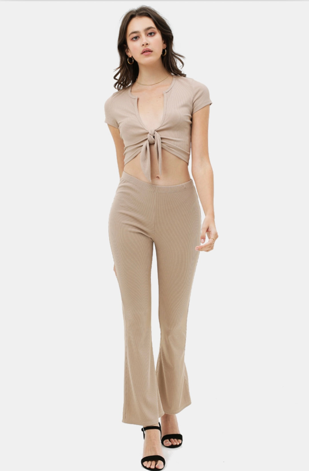 Ribbed yoga flare pants