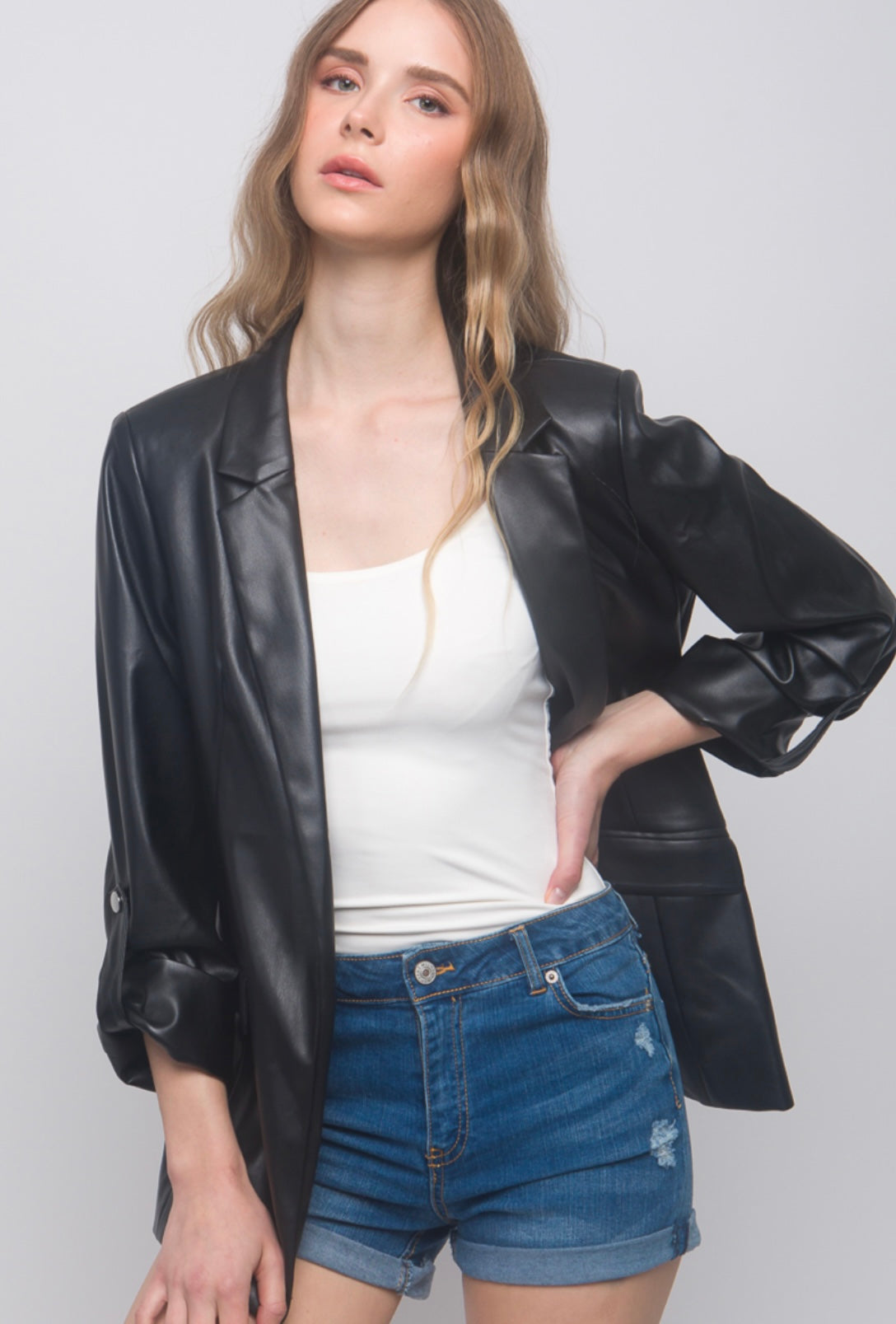 Leather blazer jacket