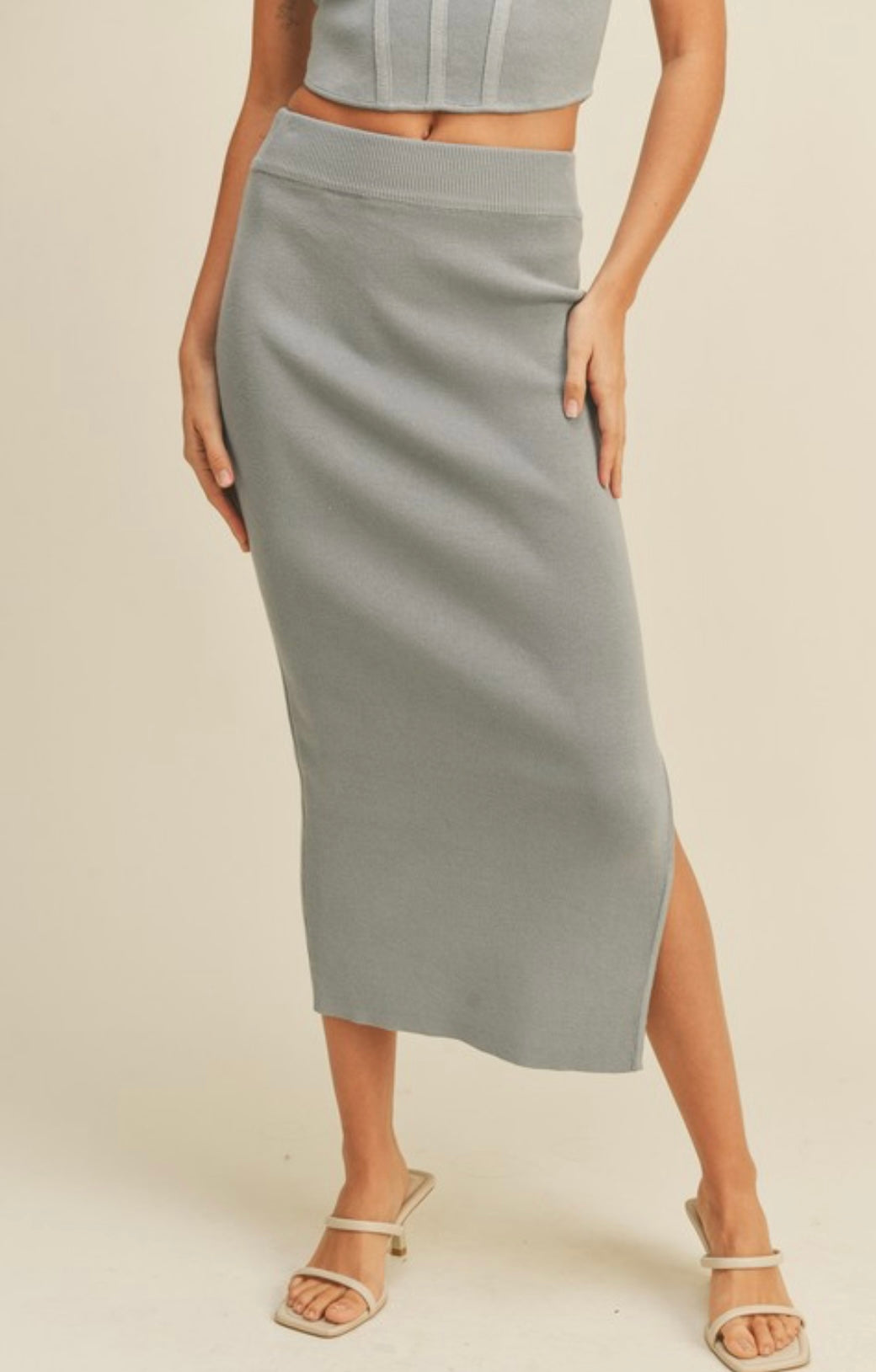 knit slit skirt | set