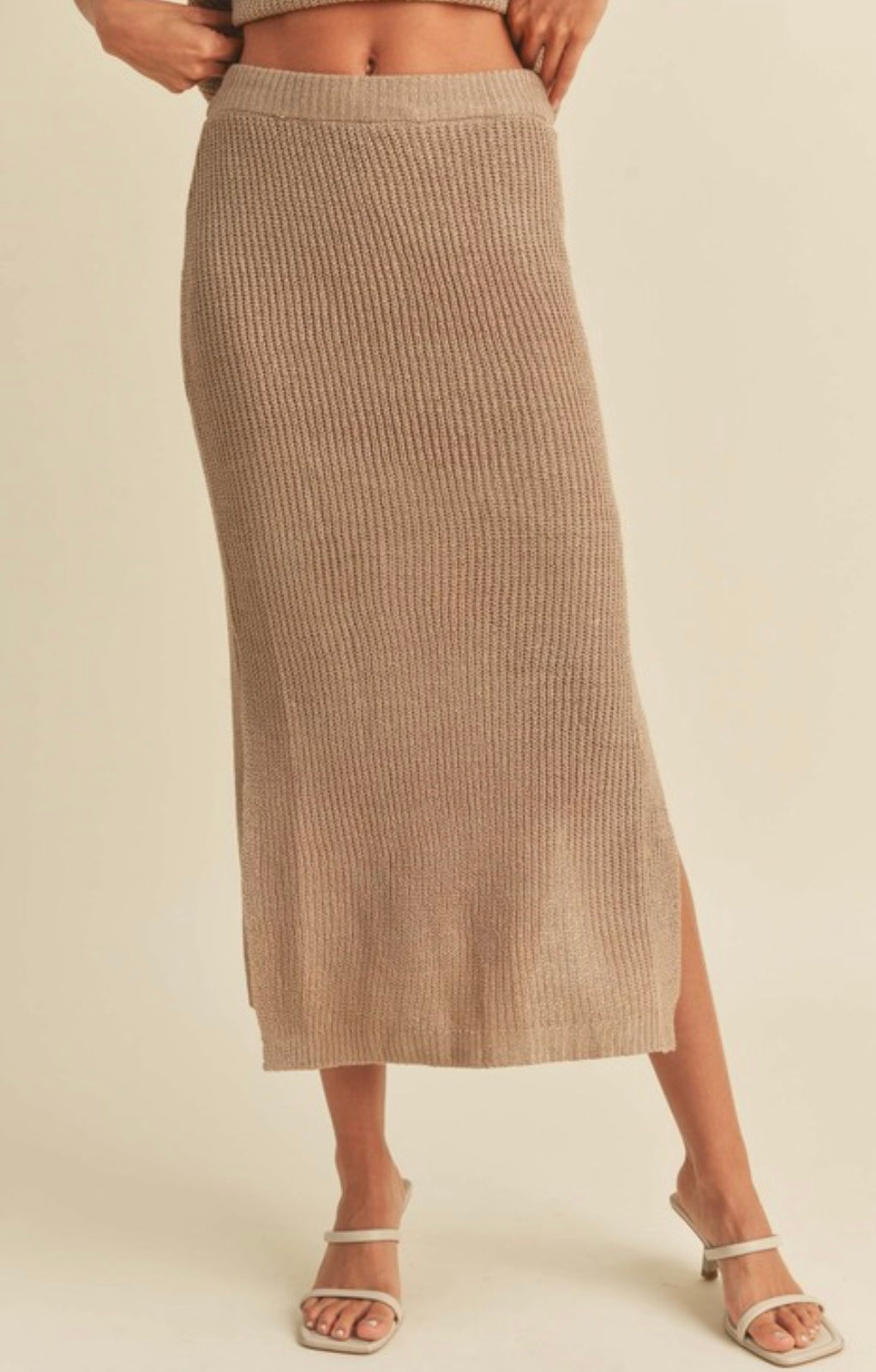 Knitted midi slit skirt | set