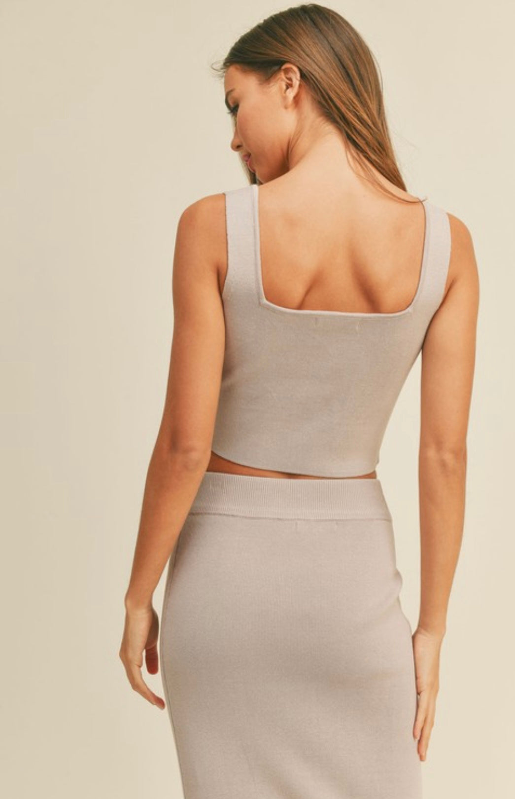 Bust detail knit top | set