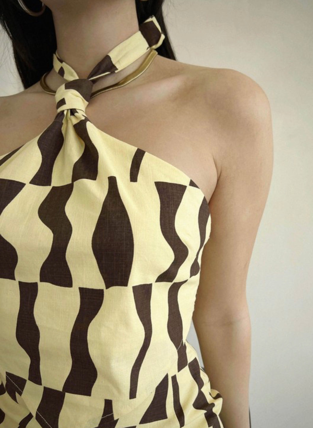 Retro printed Cotton Halter Top