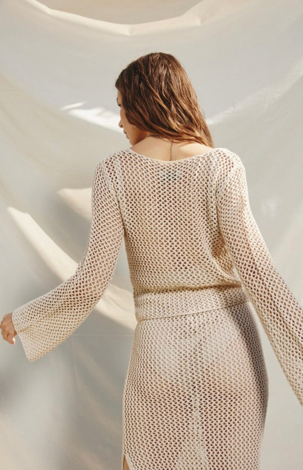 Tahiti bell sleeve crotchet shirt | set