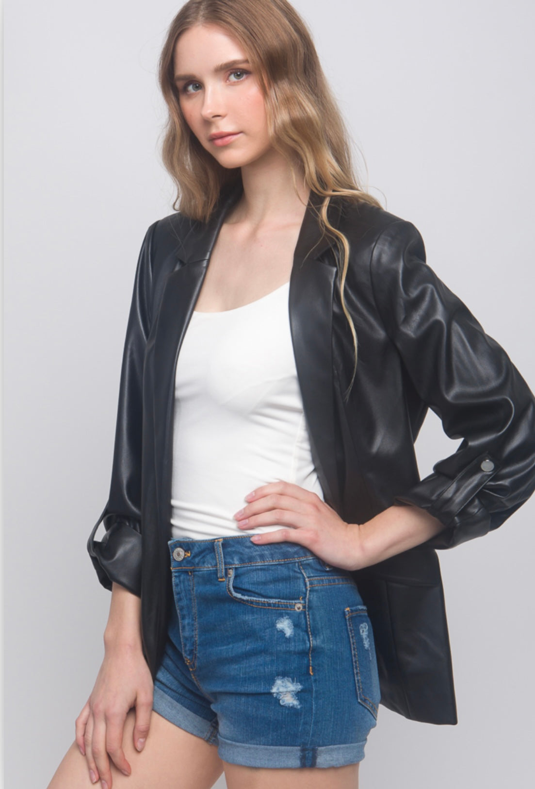Leather blazer jacket