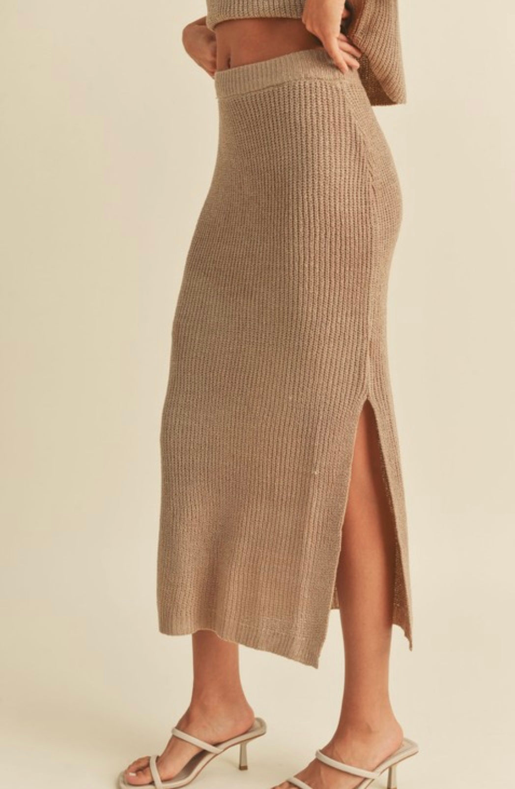 Knitted midi slit skirt | set