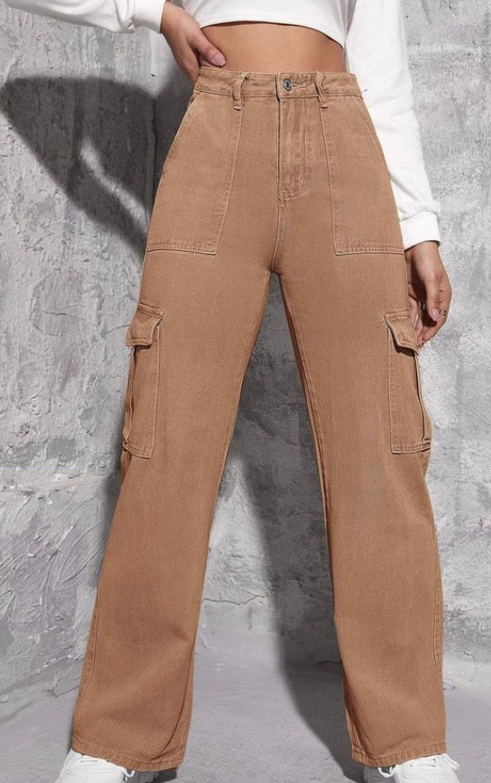 Straight leg high waisted cargo pants