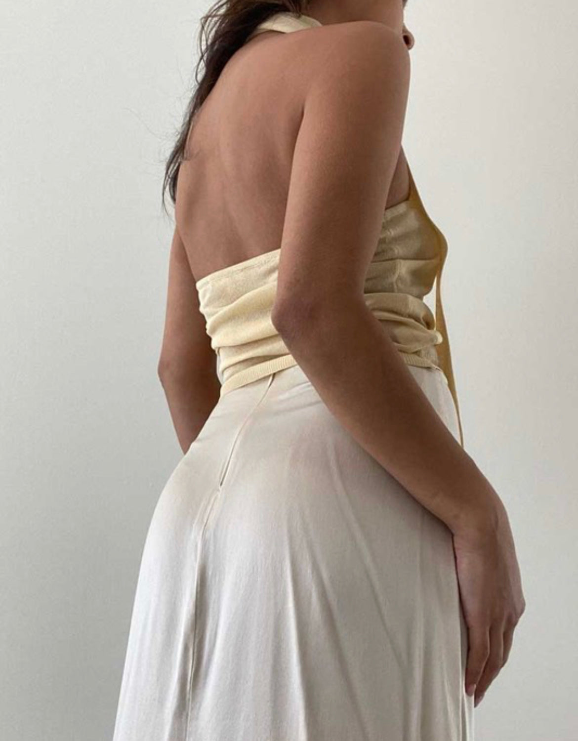 Sheer knit tube top with scarf