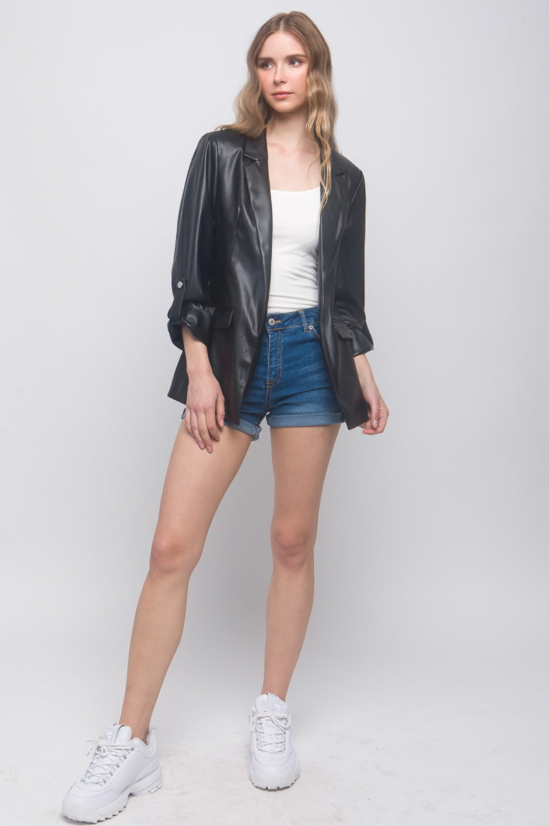 Leather blazer jacket