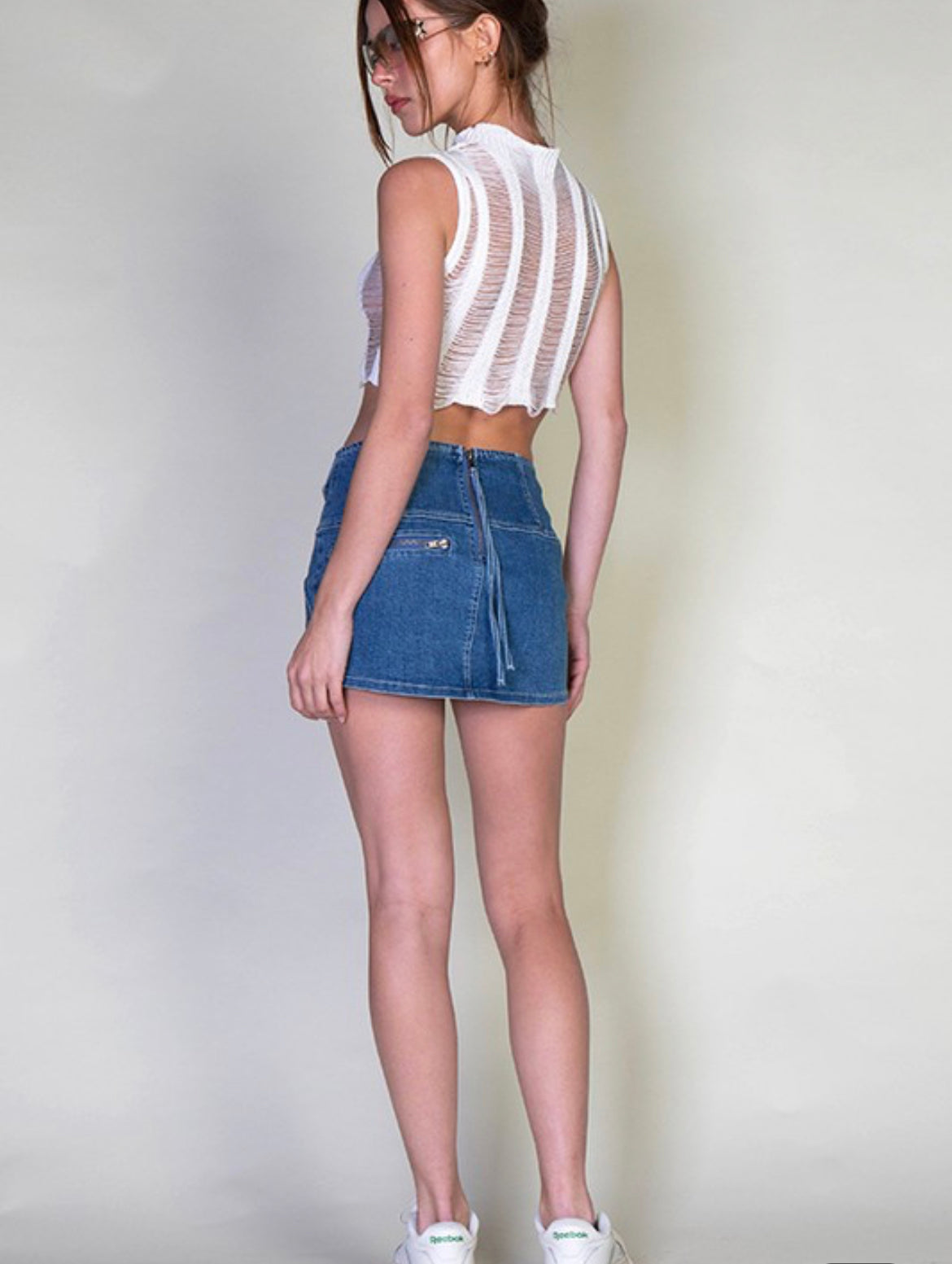 Heart patched cargo mini skirt
