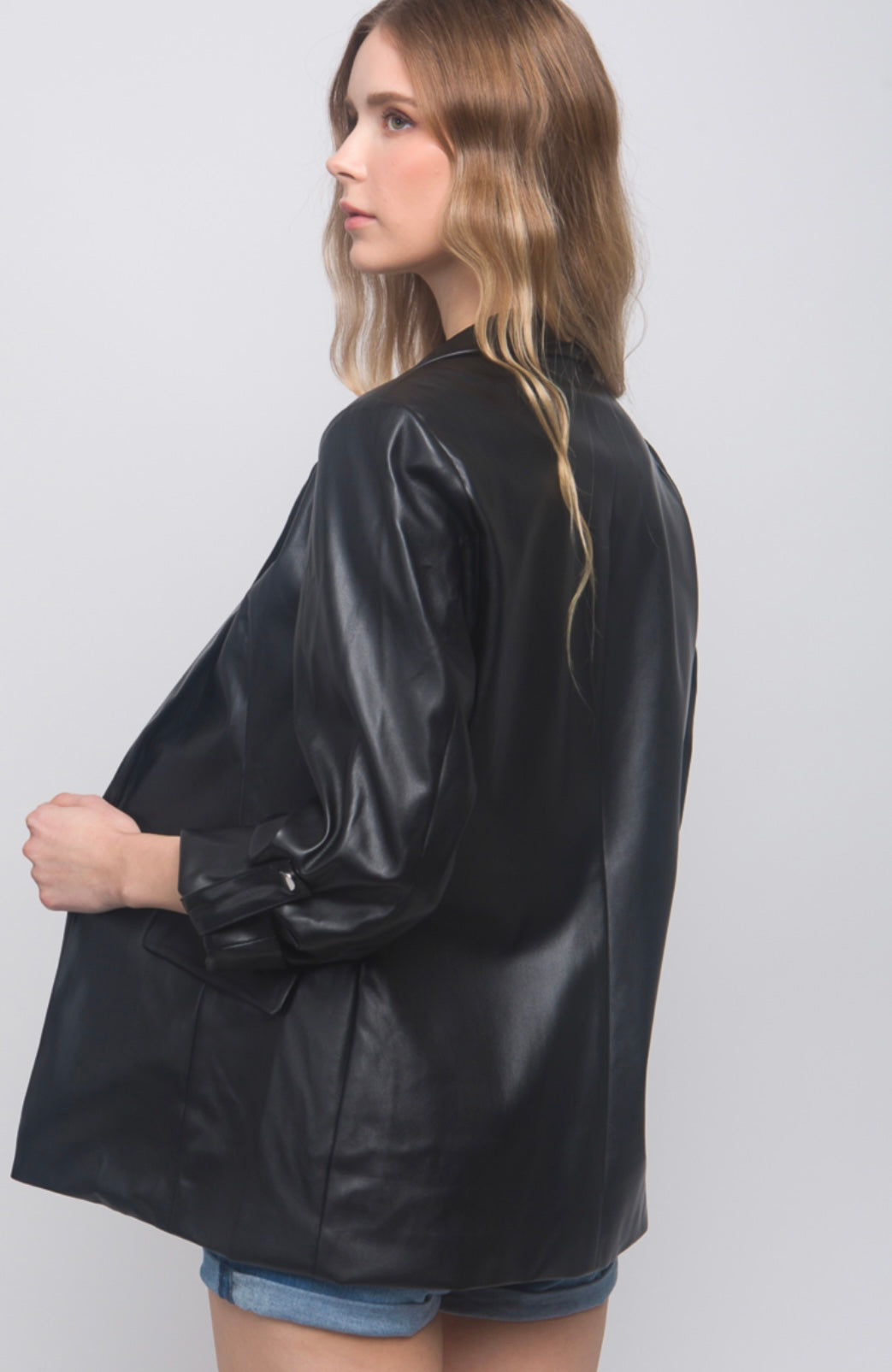 Leather blazer jacket