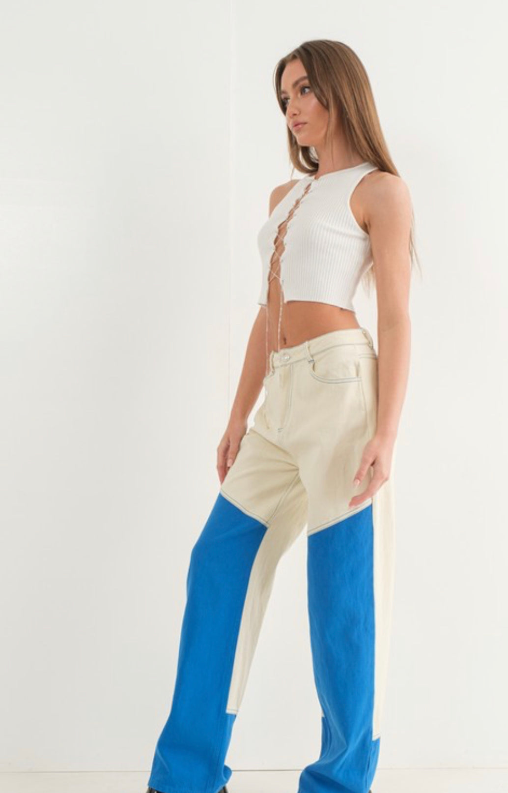 Color blocked long pants
