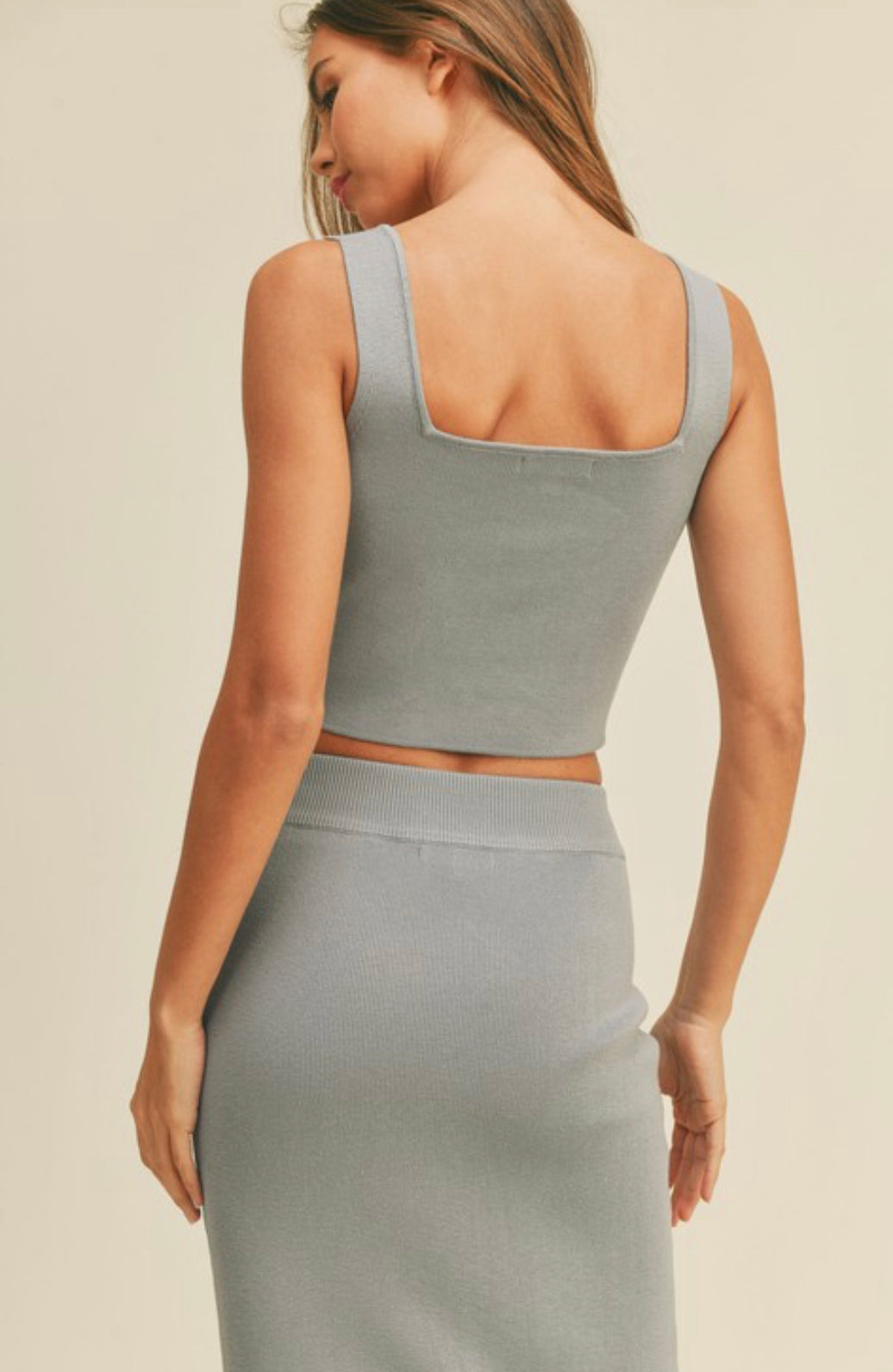 Bust detail knit top | set