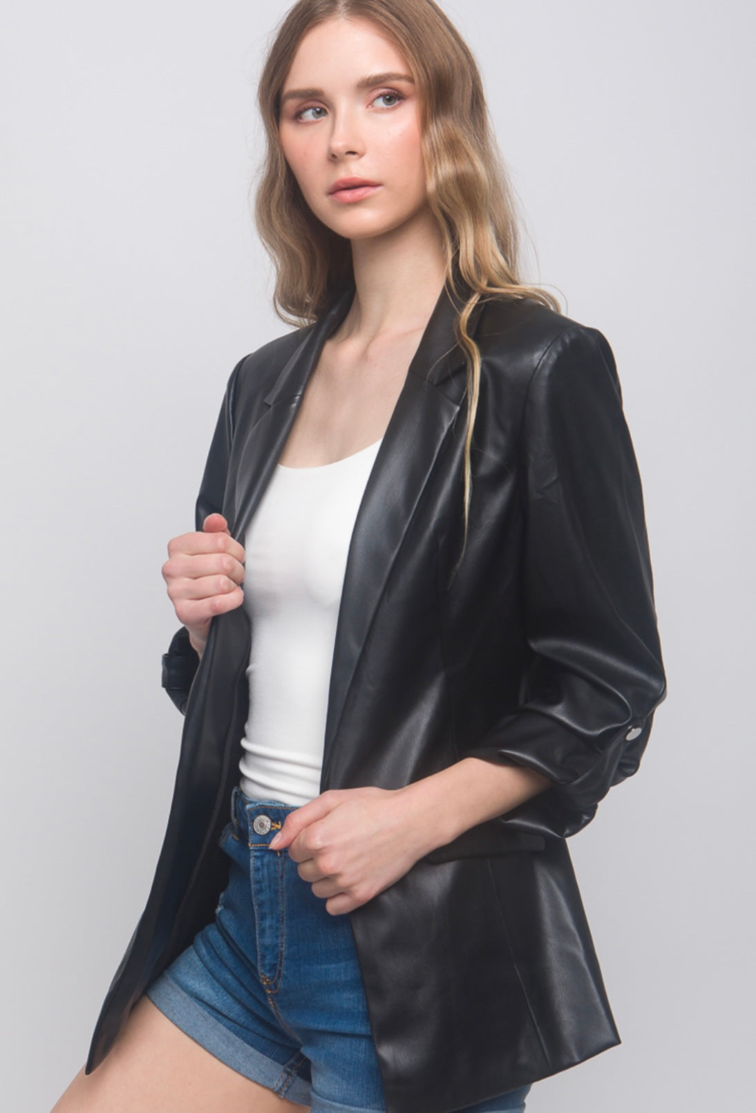 Leather blazer jacket