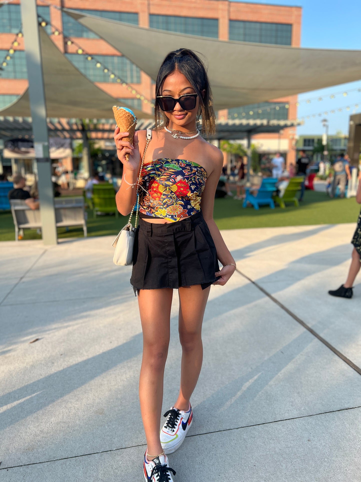 Pleated mini skirt
