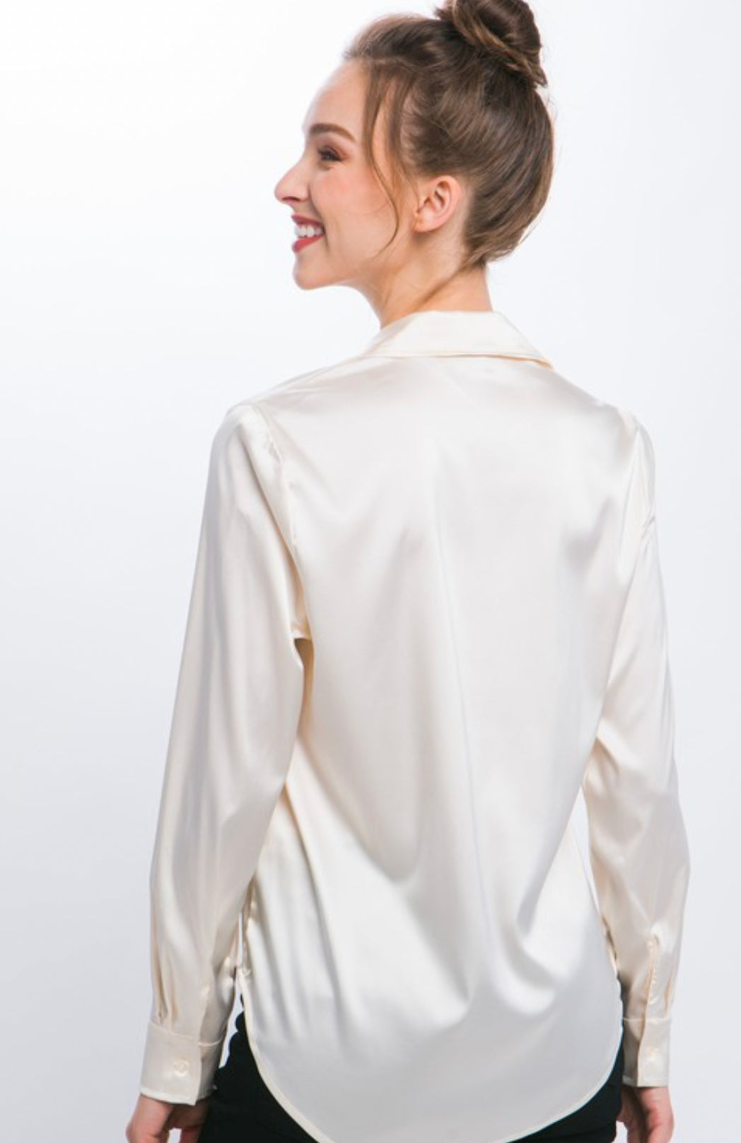 Satin long sleeve button down