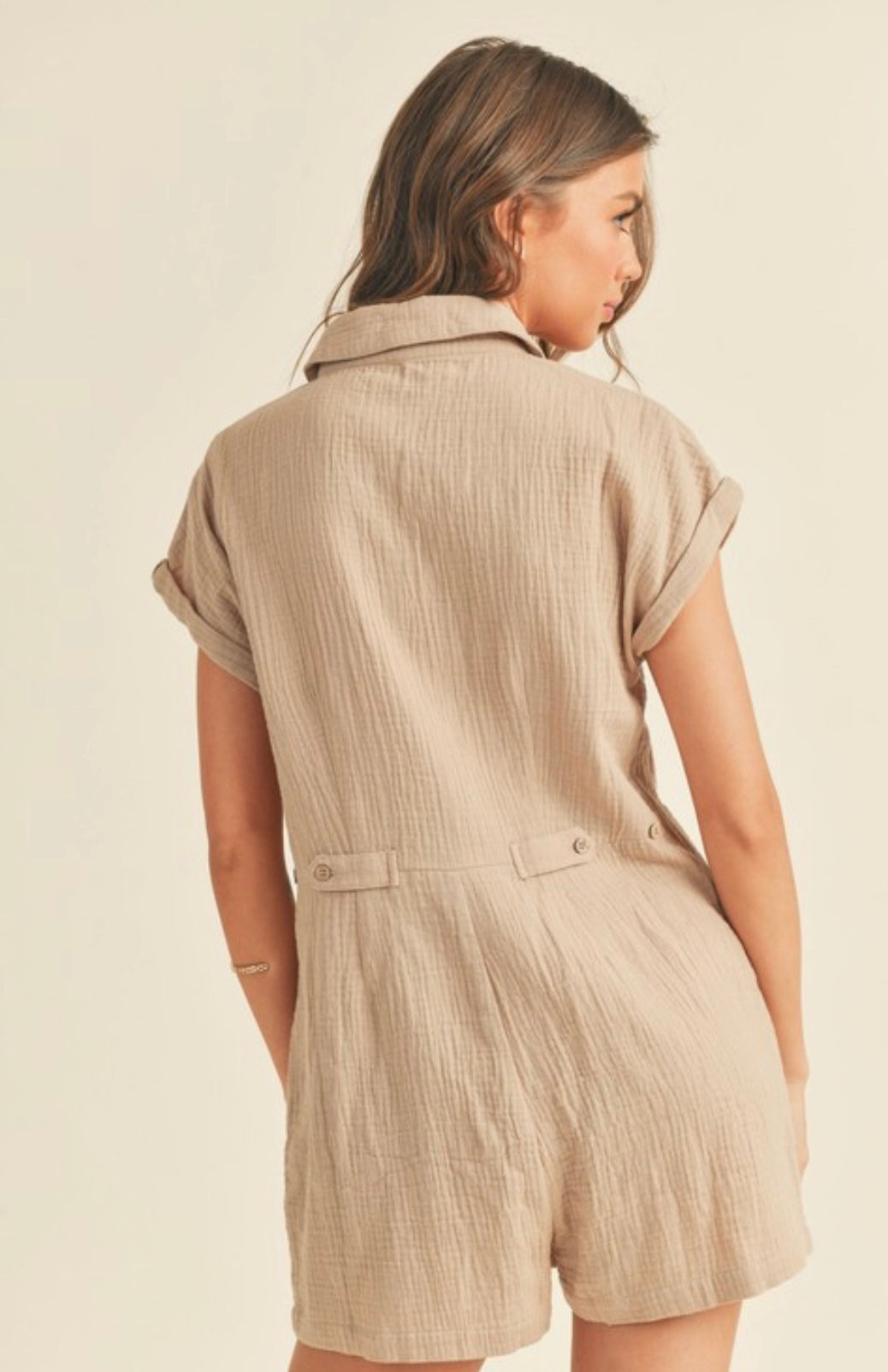 Cotton button down romper