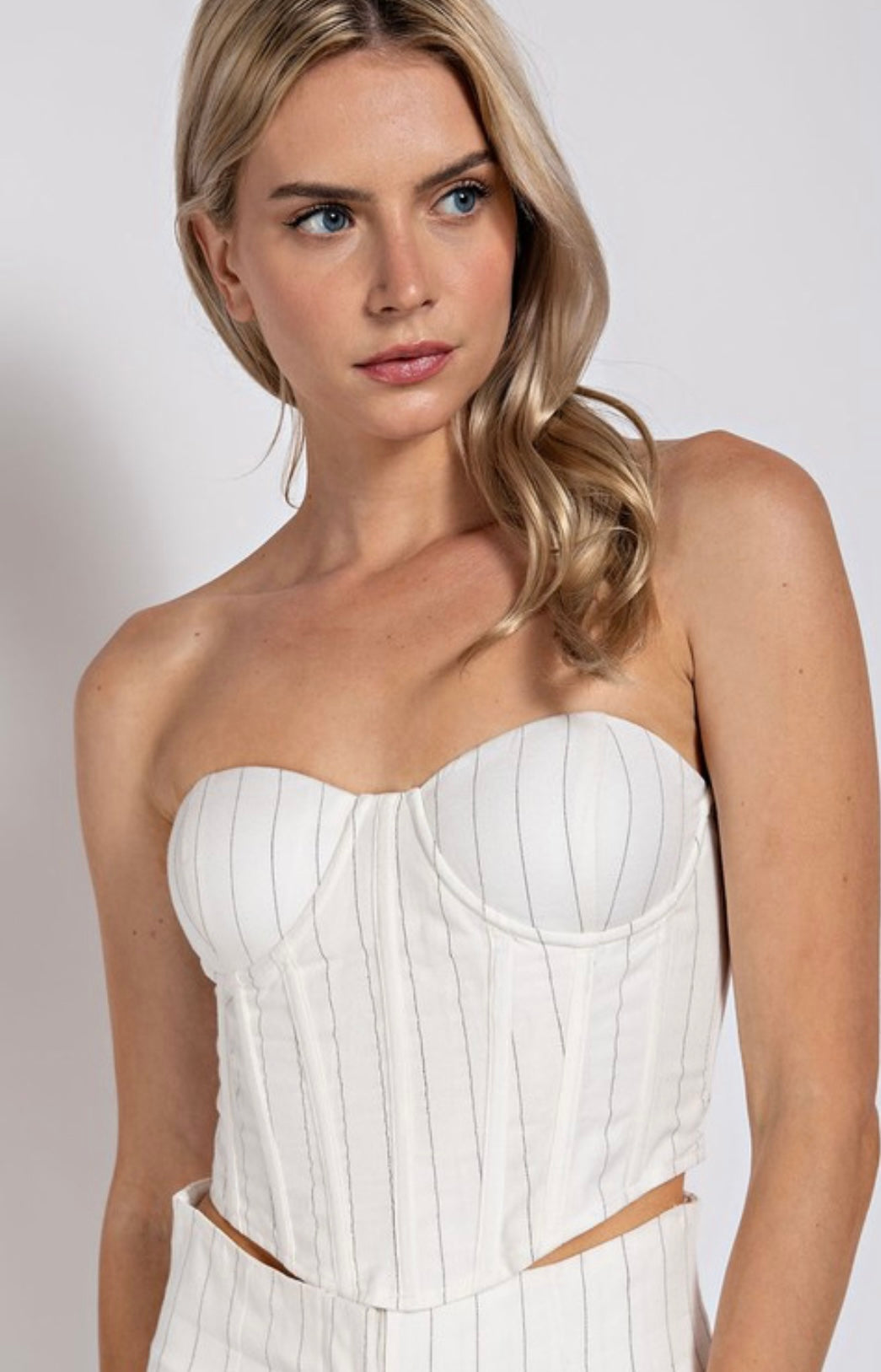 Thin striped linen corset set