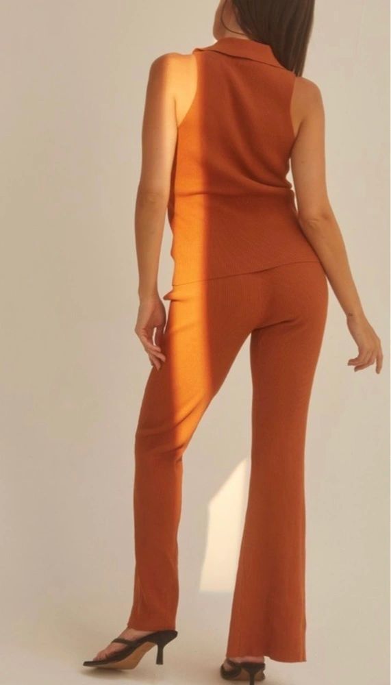 Cecile front slit knit pants | set