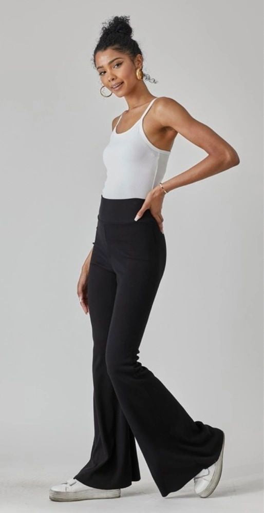 ribbed long skinny flare yoga pants