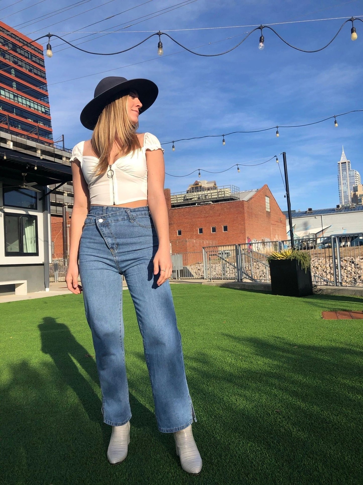 Asymmetrical Buttoned High Rise Ankle Slit