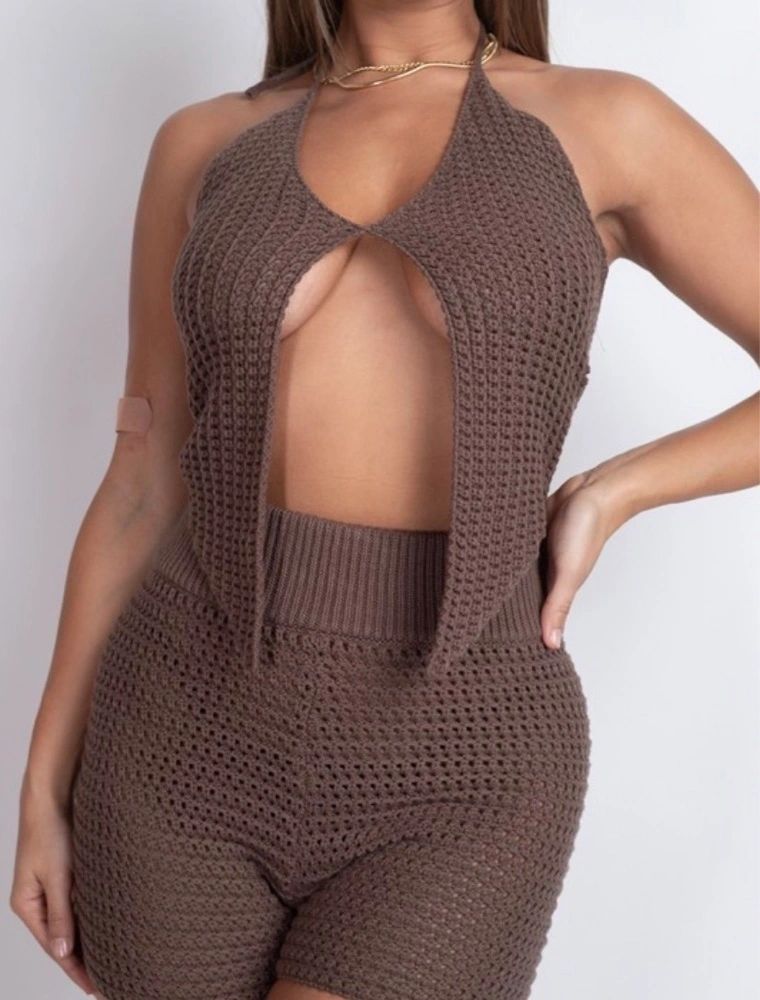 knit butterfly top and shorts | set