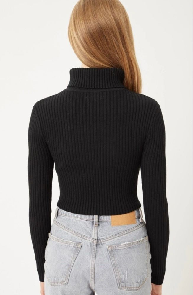 ribbed knit turtleneck sweater