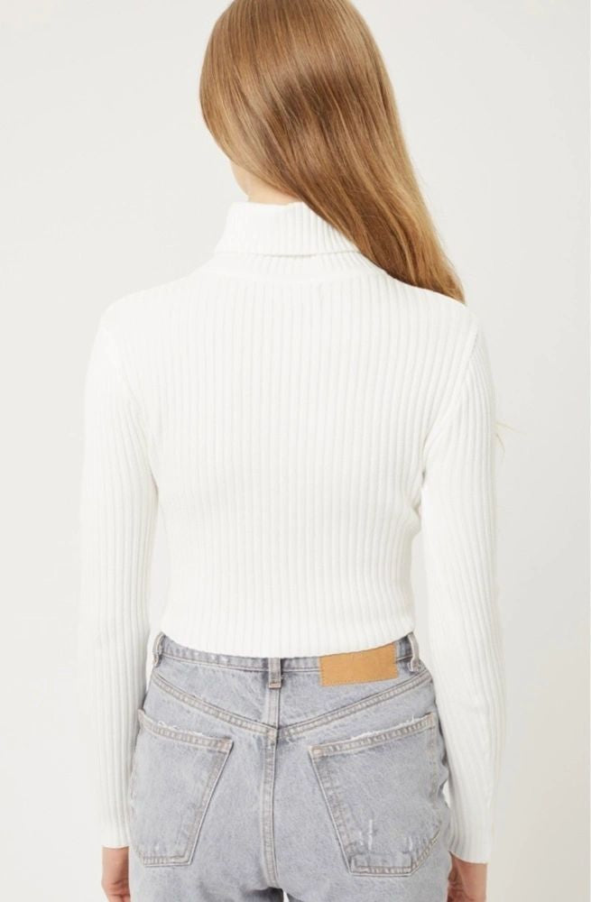 ribbed knit turtleneck sweater