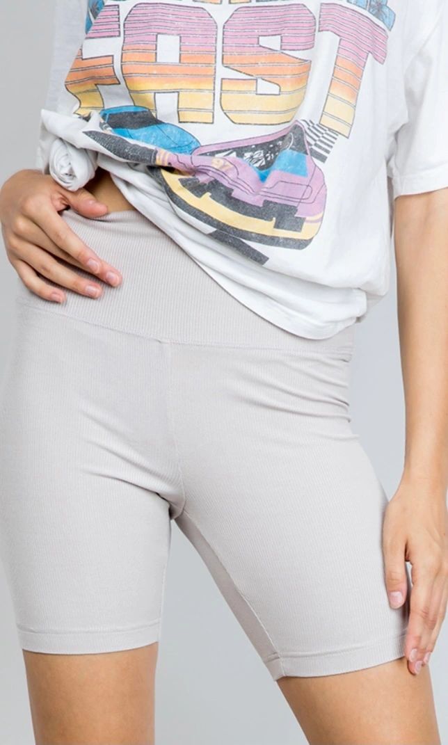 ribbed high rise biker shorts
