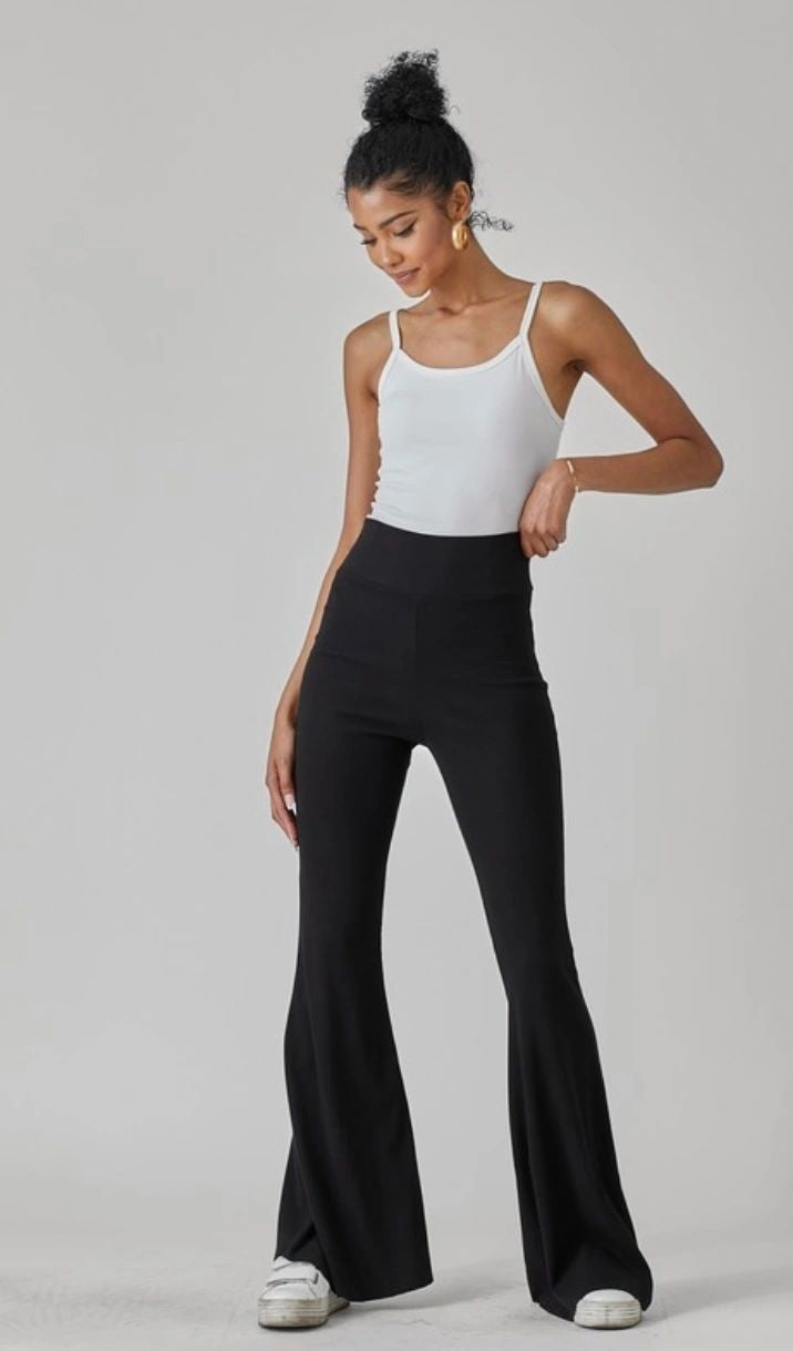 ribbed long skinny flare yoga pants