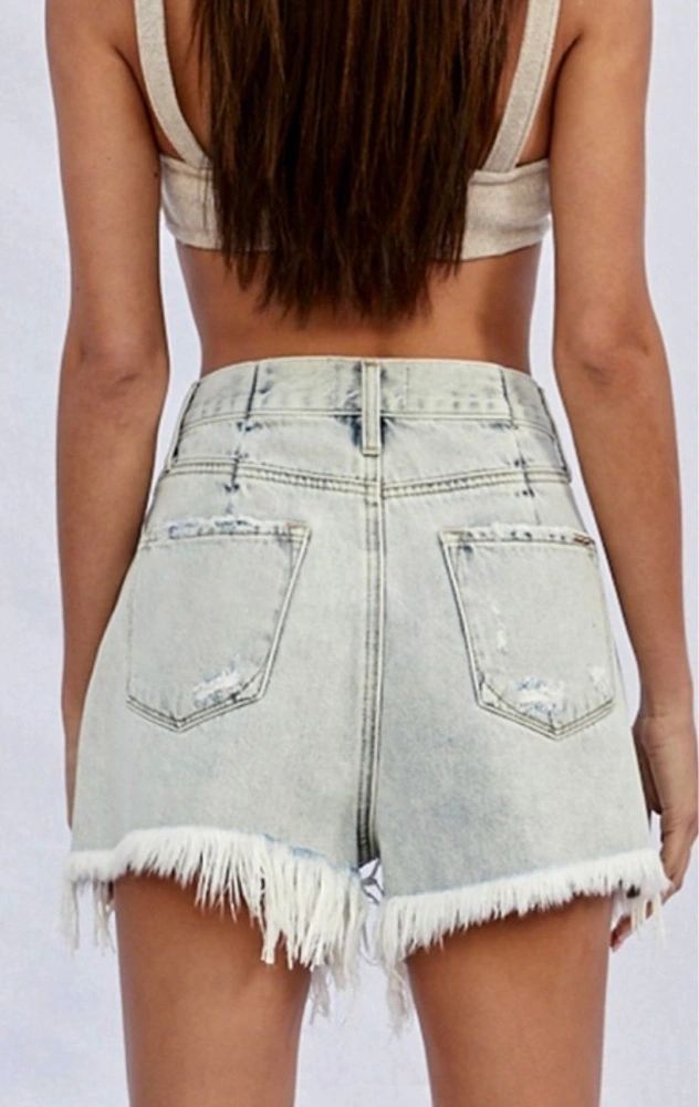 light washed high rise denim shorts