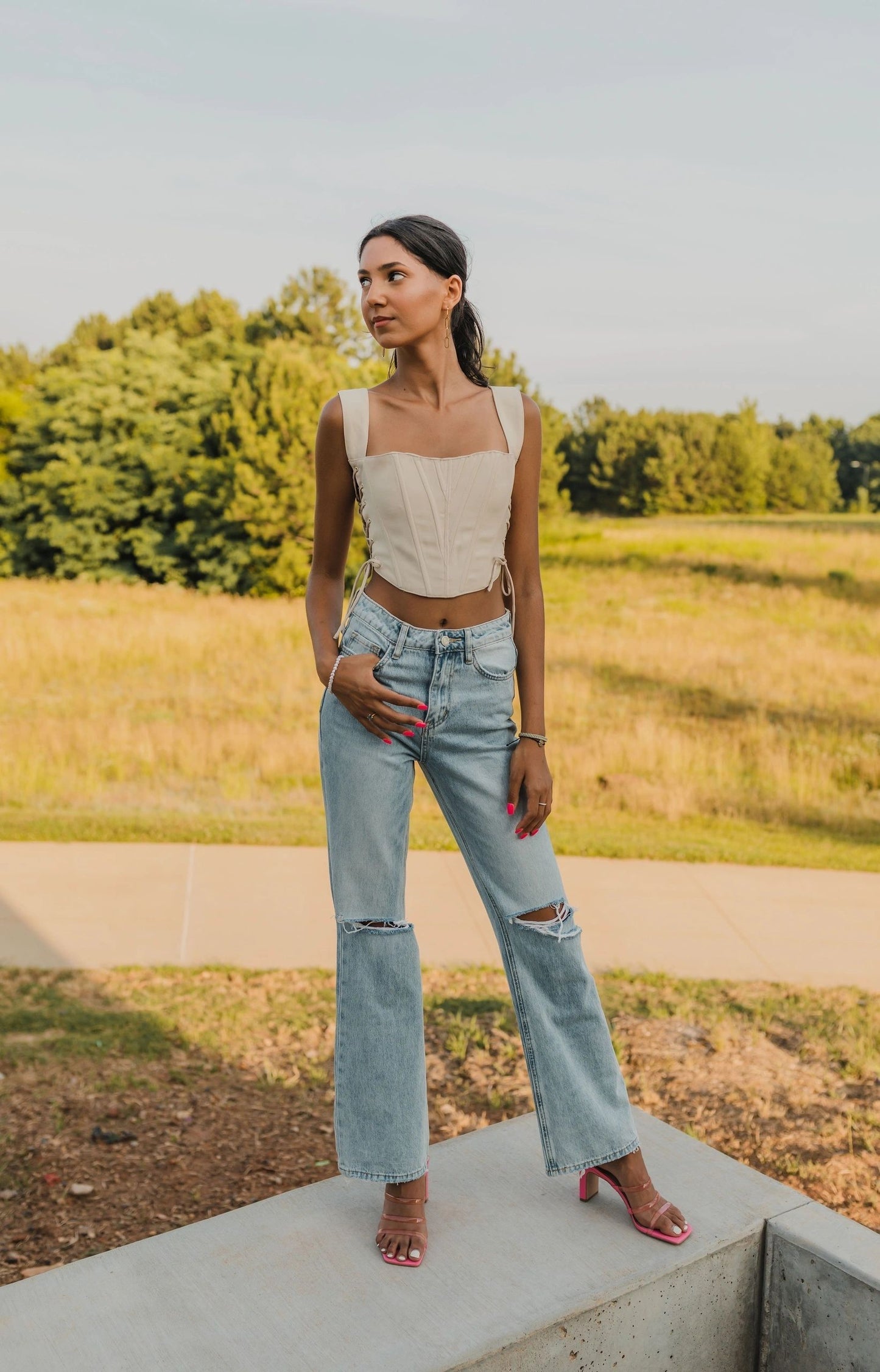 90's high rise long denim
